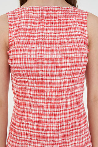 ROONEY GIGI SHIRRED DRESS POPPY/WHITE