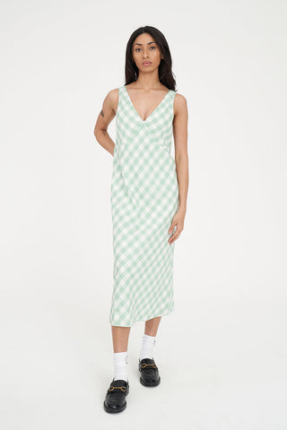 CELINE MIDI DRESS MATCHA/CHALK