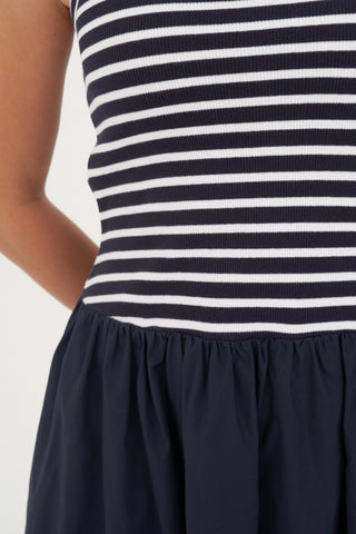 STRIPE MONACO MAXI DRESS NAVY/WHITE