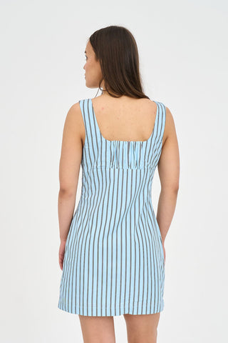 STRIPE CORA MINI DRESS BAY BLUE