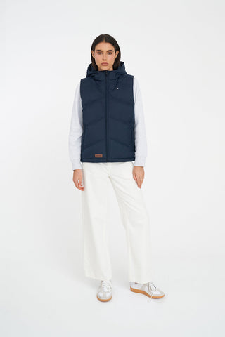 WOMENS CLASSIC DOWN VEST HRGBONE NAVY