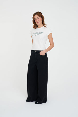 WIDE LEG JEAN BLACK WASH