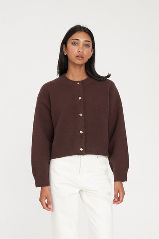 ELLE CROP CARDIGAN CHESTNUT