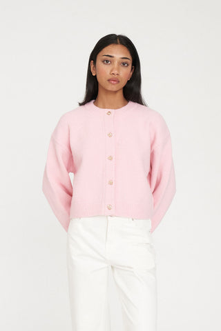 ELLE CROP CARDIGAN PALE ROSE