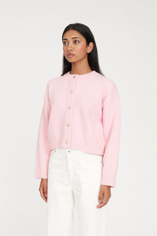 ELLE CROP CARDIGAN PALE ROSE