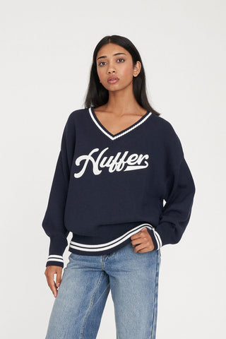 VARSITY OVERSIZED KNIT NAVY/CHALK