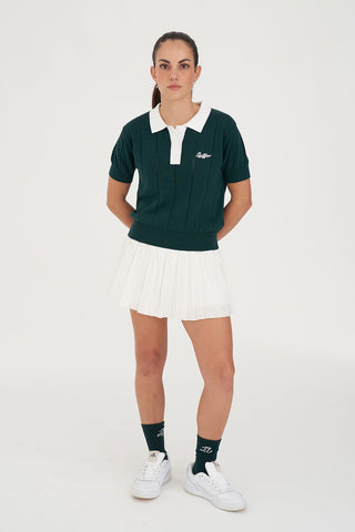 WMNS LINE KNIT POLO GOLF GREEN/WHT