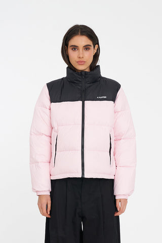 WOMENS RIDER PUFFER JACKET BLACK/PETAL