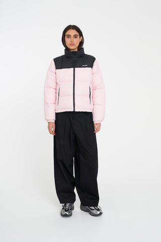 WOMENS RIDER PUFFER JACKET BLACK/PETAL