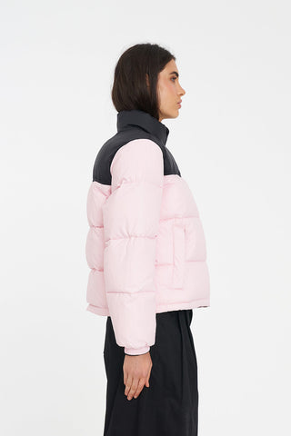WOMENS RIDER PUFFER JACKET BLACK/PETAL