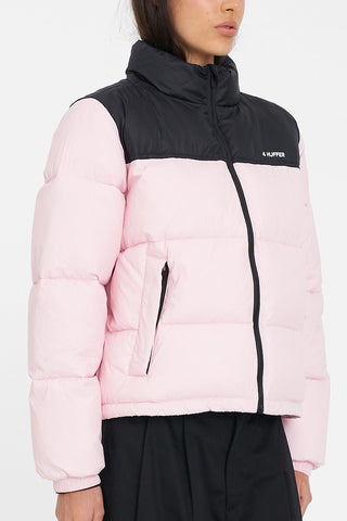 WOMENS RIDER PUFFER JACKET BLACK/PETAL