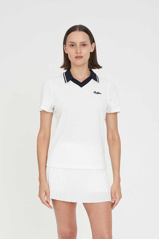 WOMENS BIRDIE SS POLO CHALK/NAVY