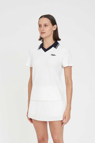 WOMENS BIRDIE SS POLO CHALK/NAVY