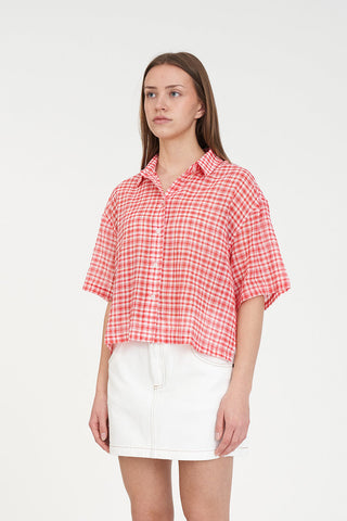 ROONEY SS DAD SHIRT POPPY/WHITE