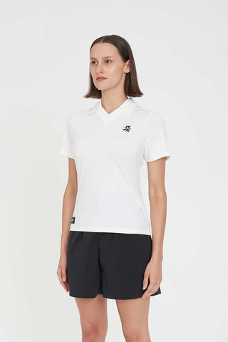 WOMENS TECH BIRDIE SS POLO CHALK
