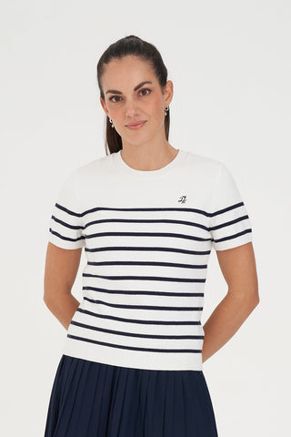 WMNS BRETON KNIT TOP WHITE/NAVY