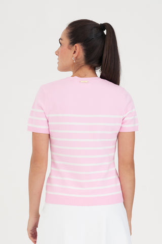 WMNS BRETON KNIT TOP CAMELLIA/WHITE