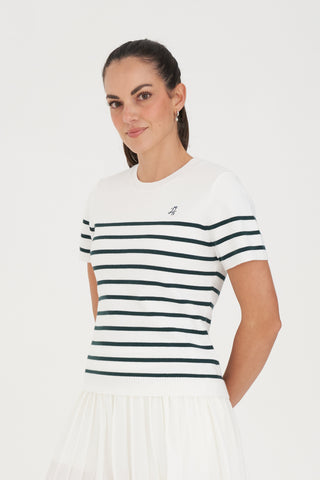WMNS BRETON KNIT TOP WHITE/GOLF G
