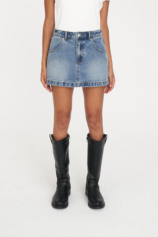 97 DENIM MINI SKIRT CANYON BLUE