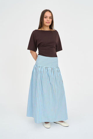 STRIPE ASHTON SKIRT BAY BLUE