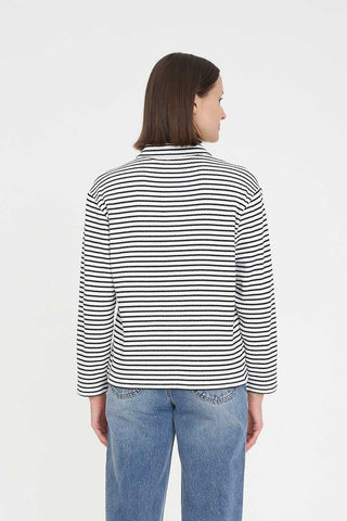 ALFIE STRIPE LS POLO CHALK/BLACK