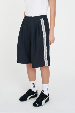PLEATED BAGGY SHORT NAVY