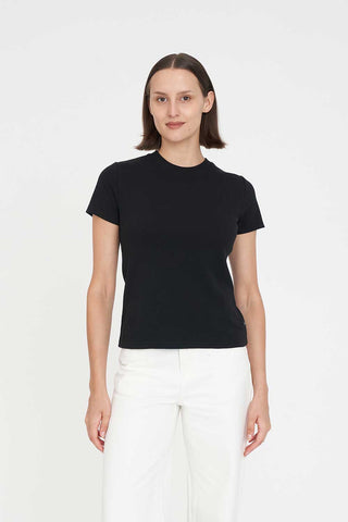 SLIM RIB TEE/3BALL BLACK