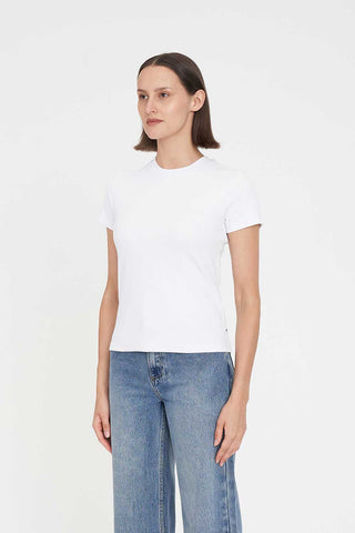 SLIM RIB TEE/3BALL WHITE