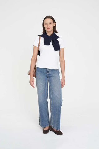 SLIM RIB TEE/3BALL WHITE