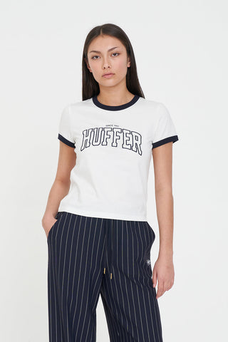 WMNS RINGER TEE/CRUX CHALK/NAVY