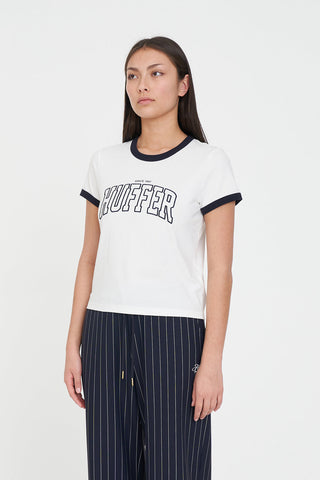 WMNS RINGER TEE/CRUX CHALK/NAVY