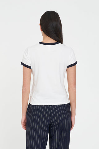 WMNS RINGER TEE/CRUX CHALK/NAVY