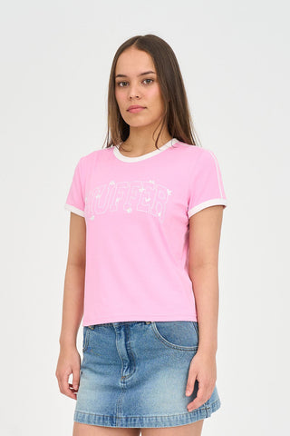 RINGER TEE/IN BLOOM GUAVA