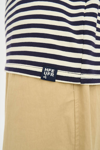STRIPE CLASSIC TEE 185 BUTTER/NAVY