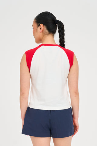 SLEEVELESS RAGLAN TEE/ACED CHALK