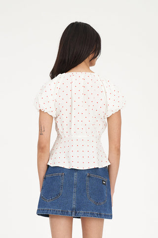 BARDOT CELINE TOP CHALK/RED