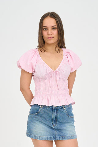 STRIPE MARLOW TOP PRETTY PINK
