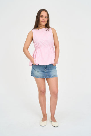 STRIPE SABINA TOP PRETTY PINK