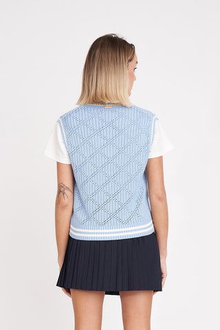 WOMENS DIAMOND CROP VEST ICE BLUE